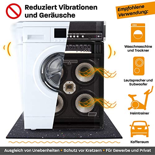 Hinrichs Antivibrationsmatte für Waschmaschinen - 60 x 60 cm Antirutschmatte Waschmaschine - Zuschneidbare Lärmschutzmatte als Waschmaschinenunterlage - Rubber Mat - 2