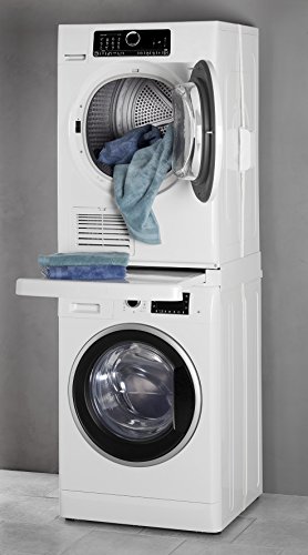 wpro SKS101 - Waschmaschinenzubehör/ Trocknerzubehör/ Verbindungsrahmen m. Ablage/ Zwischenbaurahmen Waschmaschine u. Trockner/ Universell für alle Marken/ 60x60cm - 3