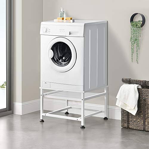 [en.casa] Waschmaschinen-Untergestell mit ausziehbarer Ablage max. bis 150kg Trockner Sockel Podest Stahl Unterschrank Erhöhung - 2