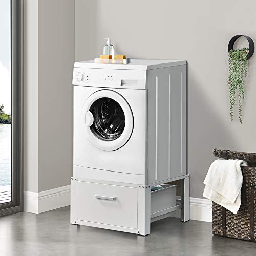 [en.casa] Waschmaschinen-Untergestell mit Schublade und verstärkte Seitenstreben max. bis 150kg Trockner Sockel Podest Stahl Unterschrank Erhöhung - 7