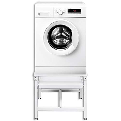 vidaXL Untergestell für Waschmaschine Weiß Sockel Unterbau mit Ausziehregal - 4