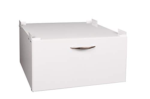 Waschmaschinen - Untergestell BxTxH: 60x50x30cm, 150 kg weiß, mit Schublade, Marke: Szagato, Made in Germany (Sockel Podest Erhöhung für Waschmaschine + Trockner Kühlschrank)
