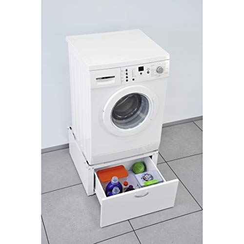 Xavax Trockner-/Waschmaschinen-Untergestell (mit Schublade, 61 x 60 cm, Unterbau-Sockel mit Schubfach, 33,2 cm Höhe, TÜV-geprüft, Waschmaschinen-Podest/Erhöhung) weiß - 3