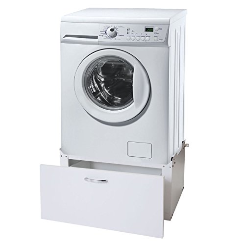 Mendler Waschmaschinenunterschrank HWC-E50, Sockel Podest Erhöhung Untergestell, Schublade 33x61x52cm ~ weiß - 2