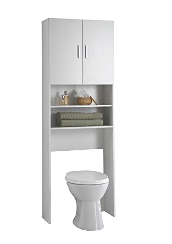 FMD Möbel L913-001 Olbia 2.0 Waschmaschinen,Trockner, WC-Überbau, Hauswirtschaftsschrank, Schrank mit Zwei Türen, Holz, Weiß, 64 x 26 x 190 cm - 6