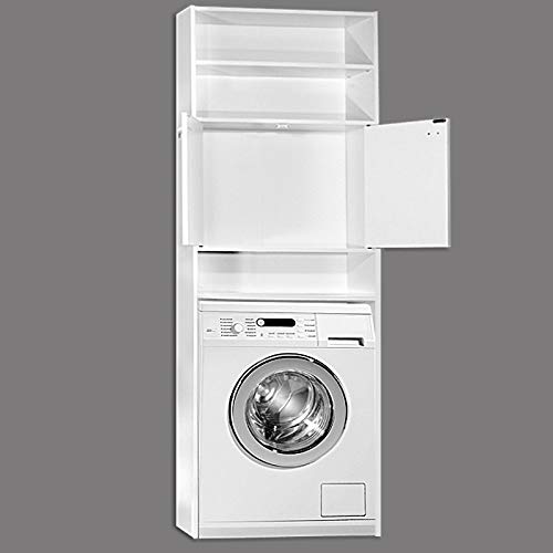 Deuba Badschrank Waschmaschinenschrank Weiß 2 Türen 195 x 63 x 20cm Hochschrank Badezimmerschrank Waschmaschine Überbau Bad Regal - 2