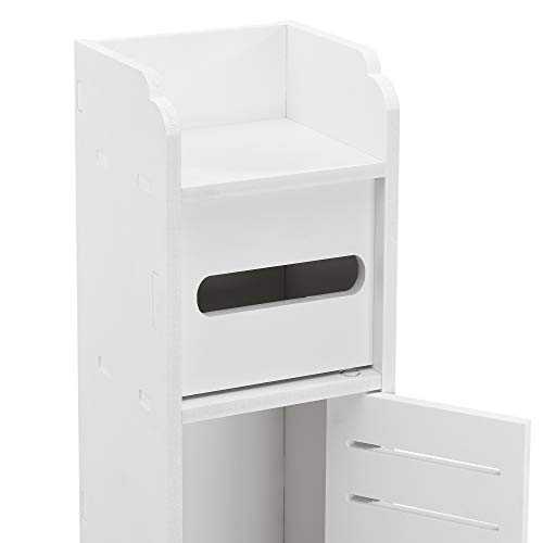 [en.casa] Toilettenpapierhalter mit Schranktür 80 x 15 x 15 cm Badezimmerschrank Badschrank Badregal Schrank WPC Weiß - 6